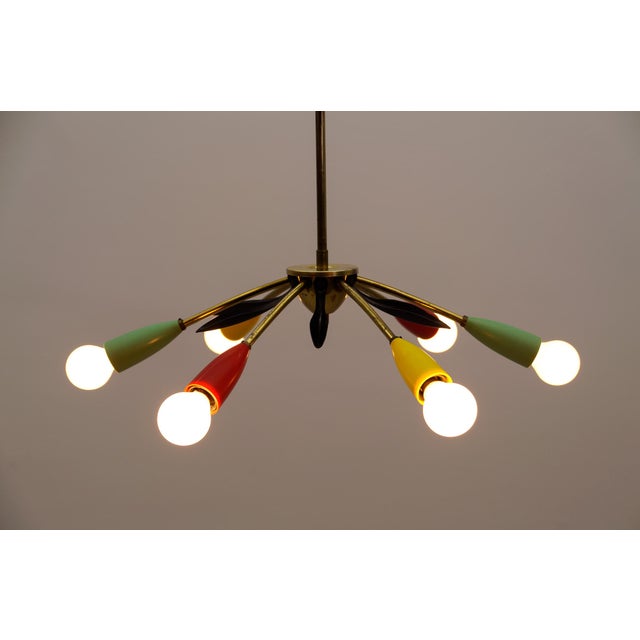 Mid-Century Modern Brass 6-Arm Sputnik Lamp, Italy, 1950s For Sale - Image 10 of 13