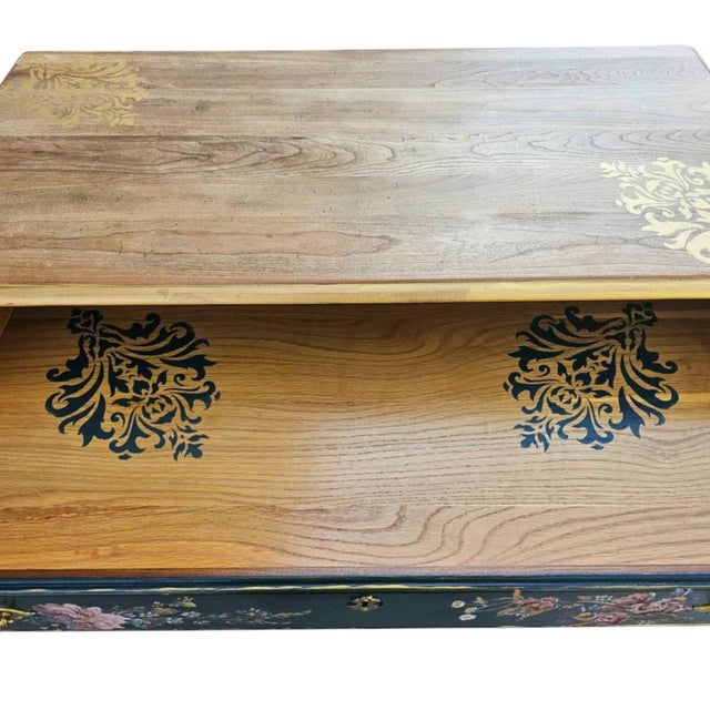 Queen Anne Vintage Statton Americana Hand-Painted Floral Queen Anne Chest of Drawers For Sale - Image 3 of 9