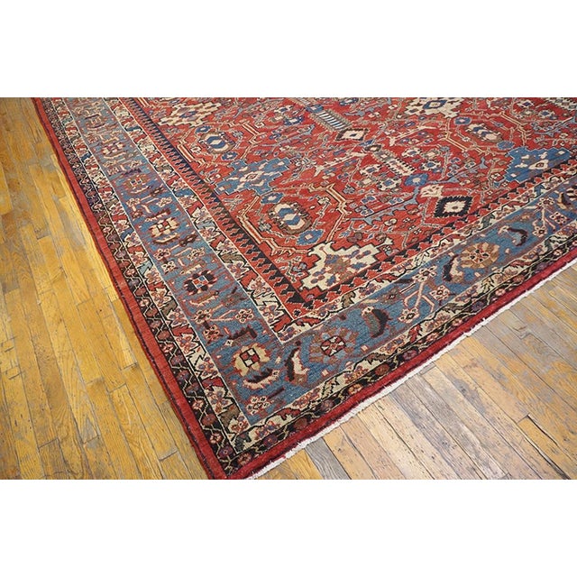Captivating Red-Raspebery Field With Classic Geometric Desing Antique Persian Sultanabad Rug For Sale In New York - Image 6 of 6