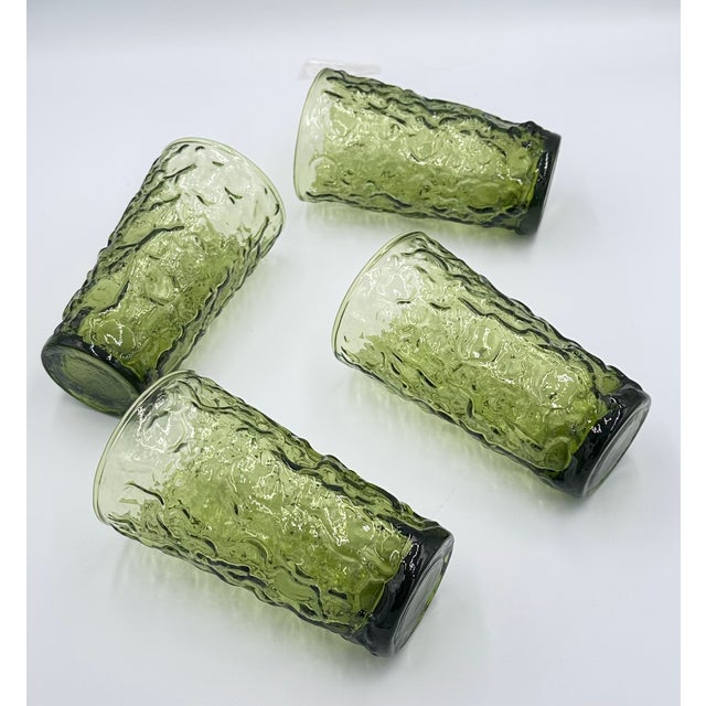 Vintage Anchor Hocking "Milano" or "Lido" Green Glass 12oz Tumblers For Sale In Palm Springs - Image 6 of 7