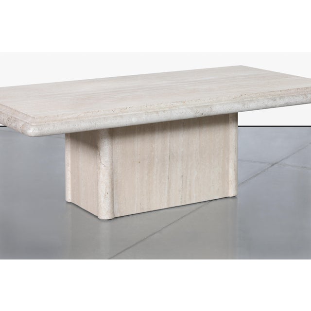 Vintage Italian Modern Travertine Coffee Tables With Bullnose Edge, 1980s For Sale - Image 4 of 13