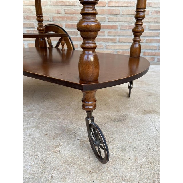 Mid-Century French Wooden Bar Cart Trolley, 1950s For Sale - Image 9 of 18