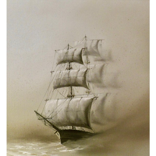 Gregory Hill Ship In The Fog C. 1990 Painting For Sale - Image 4 of 6