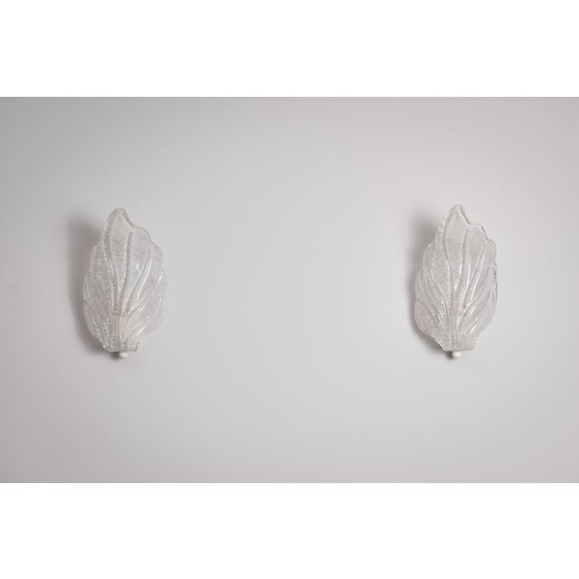 Metal Vintage Glass Leaf Wall Lamps, 1970s, Set of 2 For Sale - Image 7 of 14