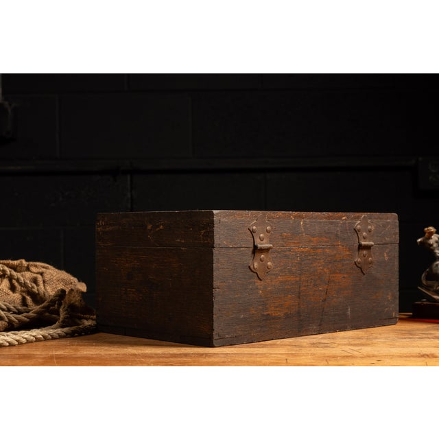 Rustic Antique Wooden Storage Chest For Sale - Image 3 of 5