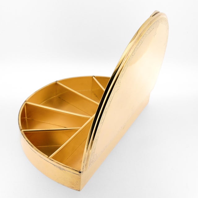 Antique Gorham Art Deco Gilt Sterling Silver Half Round Dresser or Jewelry Box For Sale - Image 11 of 15