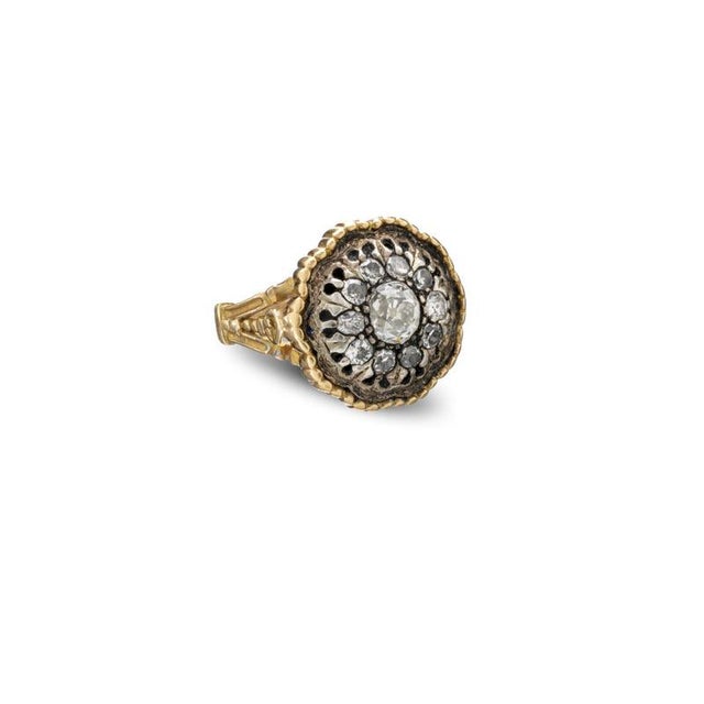 Silver and Gold Ring; with Diamonds, 19th Century For Sale - Image 6 of 6
