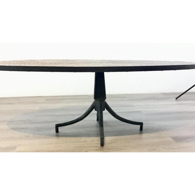 Industrial Modern Metal and Wood Oval Cocktail Table For Sale - Image 4 of 6