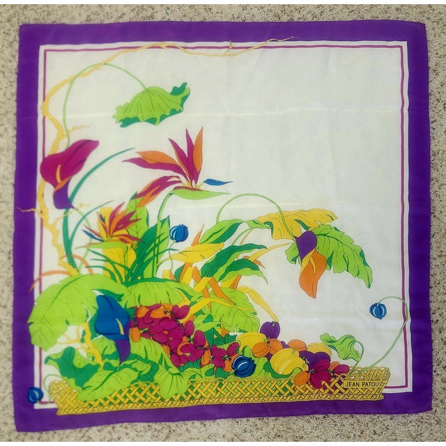 Jean Patou Brilliant Tropical Square Silk Scarf For Sale - Image 4 of 4