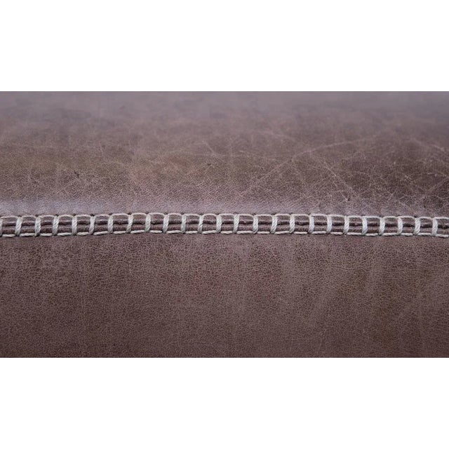 Brown Stich Leather Ottoman, 1970s For Sale - Image 8 of 9