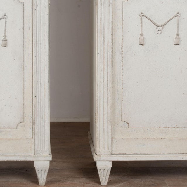 Pair 19th Century Swedish Gustavian White Painted Narrow Cabinets For Sale - Image 17 of 18