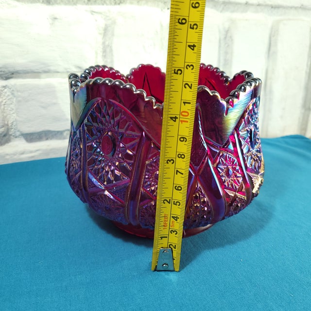 1970s Indiana Glass Heirloom Sunset Red Rose Bowl For Sale In New York - Image 6 of 7