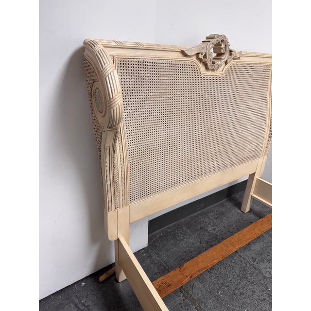 Wood Full Size French Louis XVI Style Caned Bed Frame, Vintage For Sale - Image 7 of 12