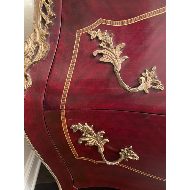 Antique French Louis XV Style Bombe Chest With Marble Top For Sale - Image 10 of 11