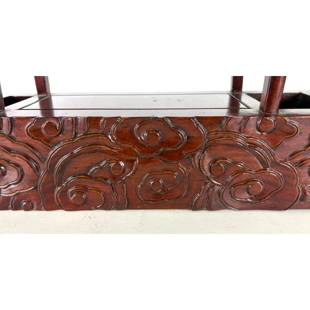 Brown Vintage Chinese Export Handcrafted Mahogany Display Shelf For Sale - Image 8 of 11