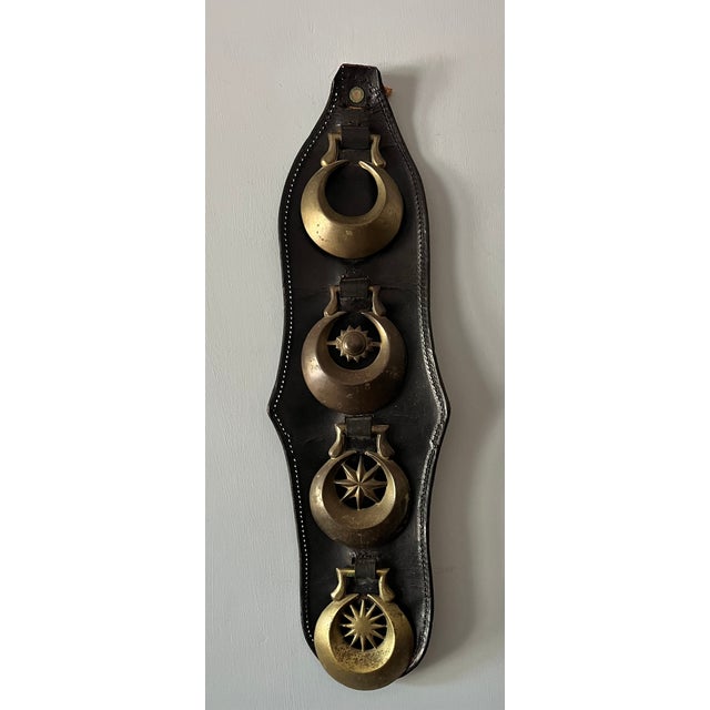 English Vintage Brass and Leather Horse Bridle Strap For Sale - Image 3 of 8