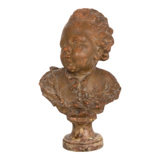 French Antique Terracotta Bust of Compte D’Artois by Fernand Cianciani For Sale