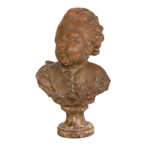 French Antique Terracotta Bust of Compte D’Artois by Fernand Cianciani