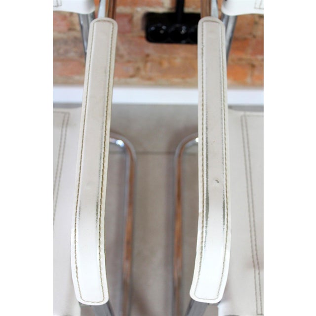 Vintage Italian White Leather and Chrome Cantilever Chairs, Italy, 1980s, Set of 4 For Sale - Image 12 of 18