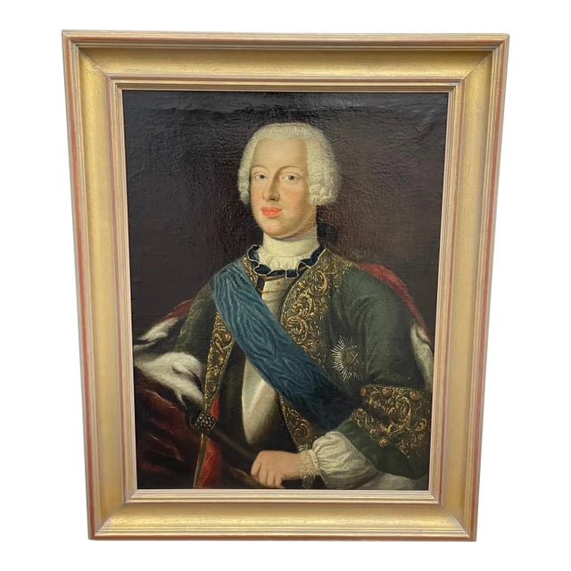18th-Century Court Portrait of Duke Anthony Ulrich With the Order of St Andrew Circle of Georg Christoph Grooth For Sale