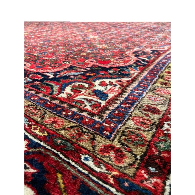 Textile Fine Hand Knotted Persian Antique Hossin Abad Rug For Sale - Image 7 of 13