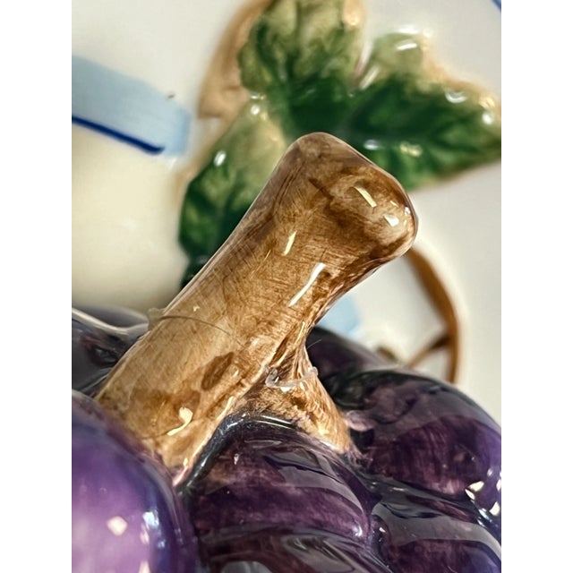 Vintage Bella Casa by Ganz Decorative Majolica Ceramic Grape Plate For Sale - Image 11 of 12