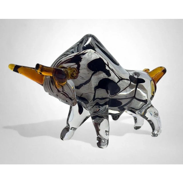 Murano Glass Bull Sculpture Sommerso Technique For Sale - Image 13 of 18