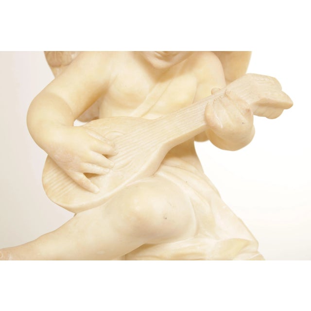 Antique Renaissance Revival Alabaster Carved Cherub Statue For Sale - Image 9 of 13