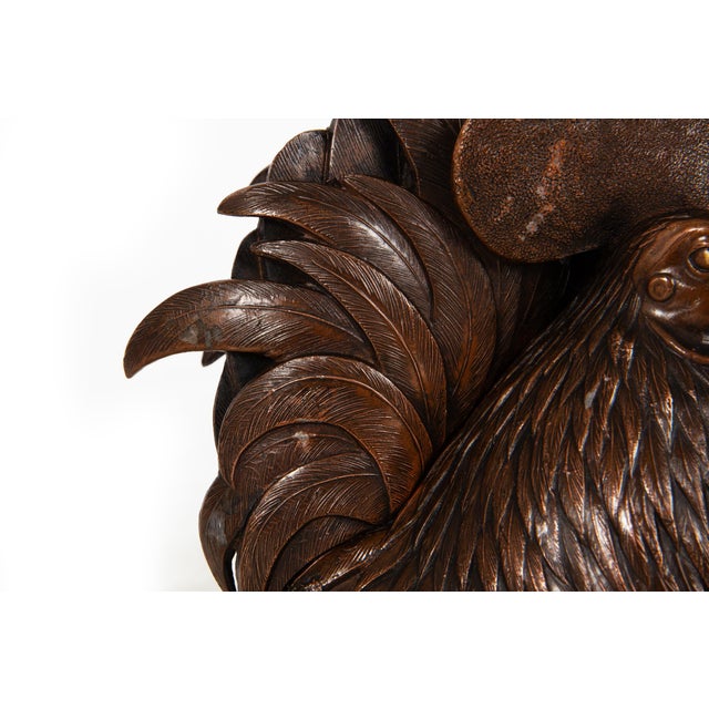 Japanese Antique Meiji Period Bronze Sculpture Okimono of a Rooster For Sale - Image 14 of 18