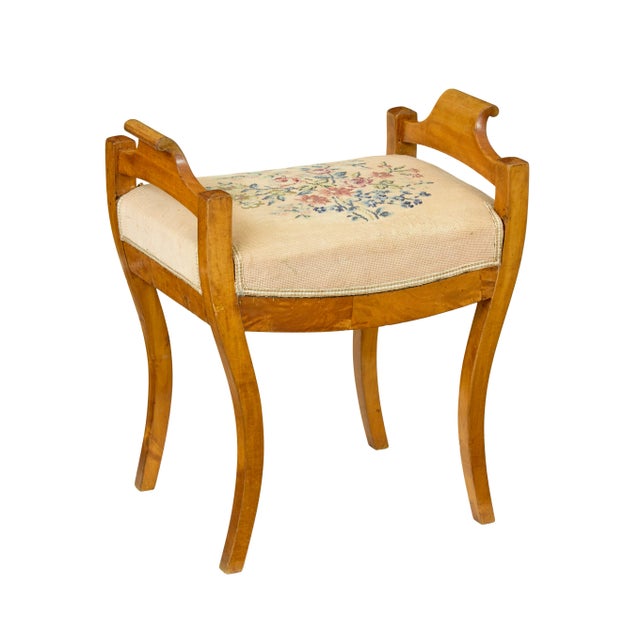 Antique Swedish Birch Empire Stool, 1850 For Sale - Image 4 of 9