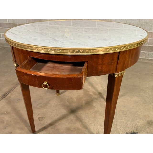 French 18th Century French Louis XVI Mahogany Table - Carrera Marble and Ormolu Mounts For Sale - Image 3 of 4