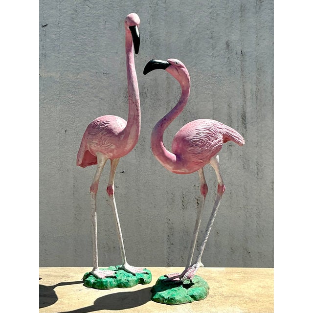 Vintage Coastal Cast Iron Flamingos - A Pair For Sale - Image 4 of 8