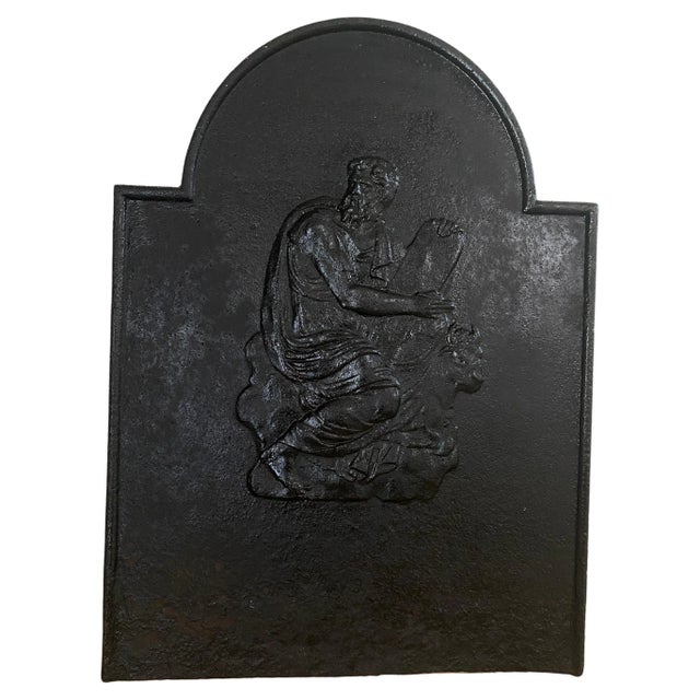 Gold Small Antique Fireback in Black Cast Iron, France, 19th Century For Sale - Image 8 of 8
