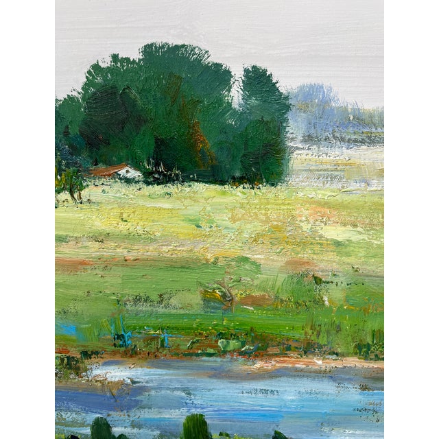 Green Impressionistic Landscape Original Oil Painting For Sale - Image 8 of 11