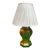 Large Vintage Brass Table Lamp With White Lampshade For Sale