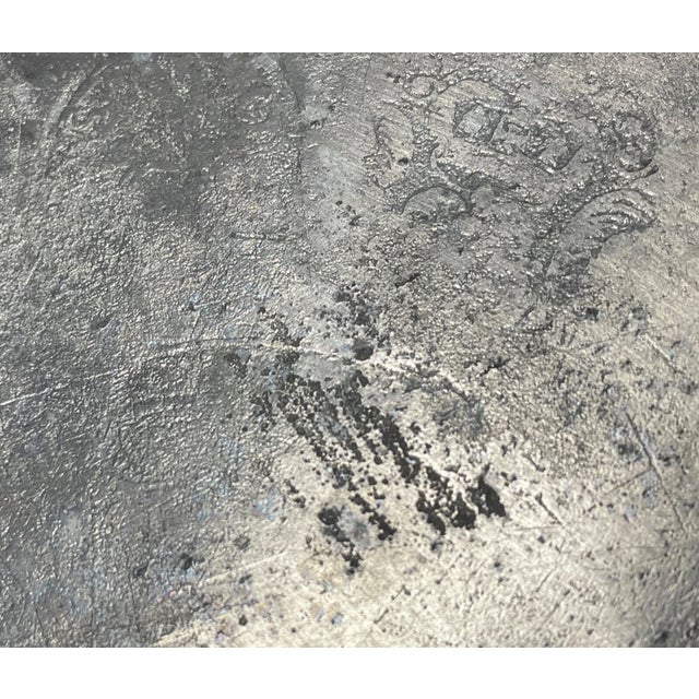 Gray Huge Antique 18th Century Samuel Ellis Centerpiece Pewter Dinner Plate Platter For Sale - Image 8 of 14