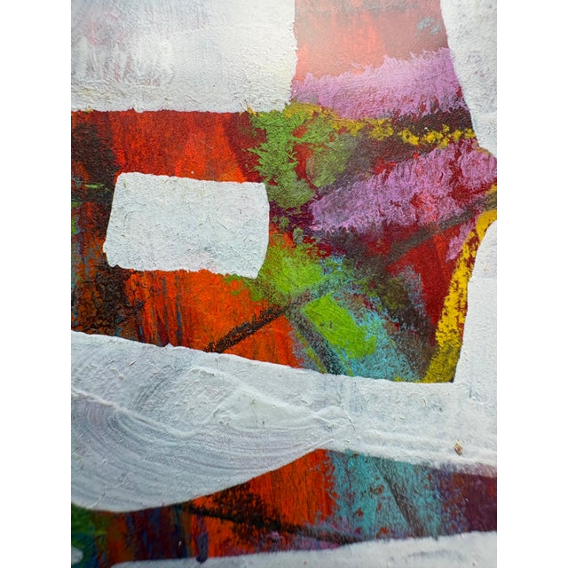2020s 2025 Bright Southern Abstract Painting in Custom Frame For Sale - Image 5 of 8