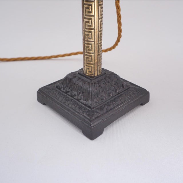 1890's English Antique Candlestick Table Lamps, Aesthetic Movement, Iron & Brass - A Pair - Rewired For Sale - Image 15 of 15