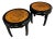 1970s Century Ebonized Pair of Pagoda Side Tables With a Burl Top Chin Hua Collection For Sale