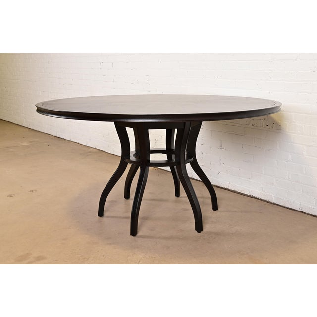 Contemporary Barbara Barry for Baker Furniture Modern Art Deco Mahogany Pedestal Dining Table, Newly Refinished For Sale - Image 3 of 9