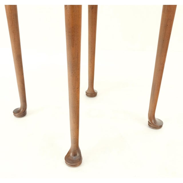 Pair Walnut Baker Demilune Flip Top Round End Side Console Occasional Table MINT For Sale - Image 11 of 12