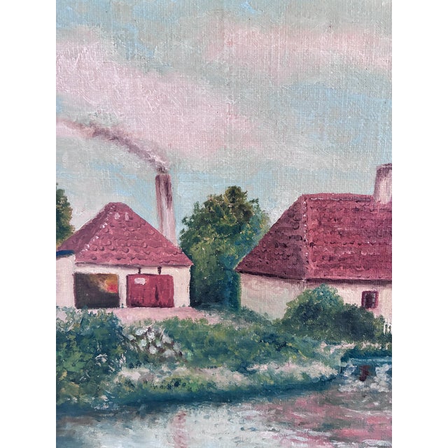 Vintage Original Landscape Oil Painting, Signed Farmhouse Art For Sale - Image 14 of 18