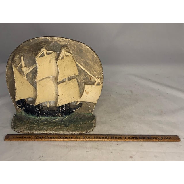 Black Vintage Cast Iron Galleon Ship Doorstop: A. A. Richardson 1927 For Sale - Image 8 of 9