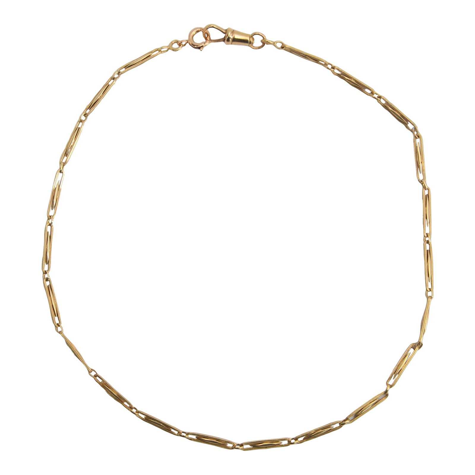 French 19Th Century 18 Karat Yellow Gold Rice Grain Mesh Chain | Chairish