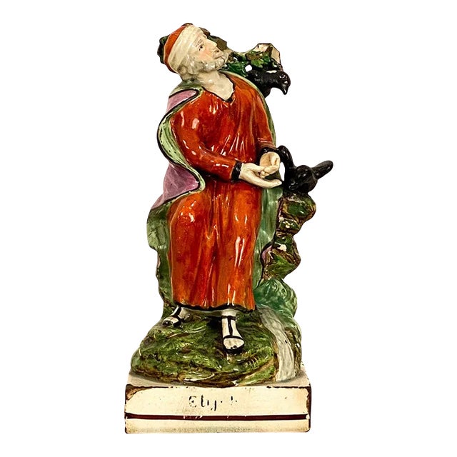 "Elijah and the Raven" Staffordshire Figure, England 19th Century For Sale