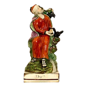 "Elijah and the Raven" Staffordshire Figure, England 19th Century