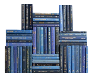 Decorative Books - Denim & Gold Book Wall - Set of 50 Blue Books
