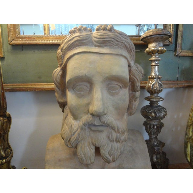 19th Century Monumental French Terra Cotta Bust of a Classical Greek