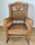 Mid 20th Century Vintage Cottage Chic Wicker Rattan Medallion Wingback Adult Rocking Chair For Sale - Image 4 of 12