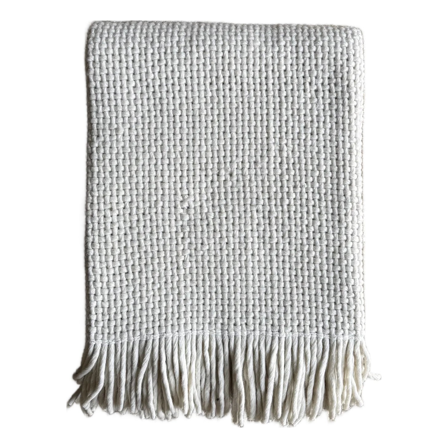 Amari Wool Bed Scarf Throw - Off White | Chairish